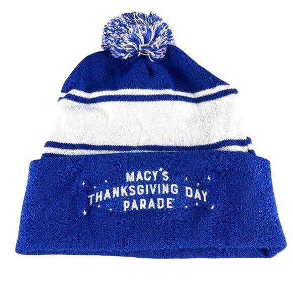 Unbranded Other - Macys Thanksgiving Day Parade Blue White Beanie Pom Pom Unisex Stretch Souvenir